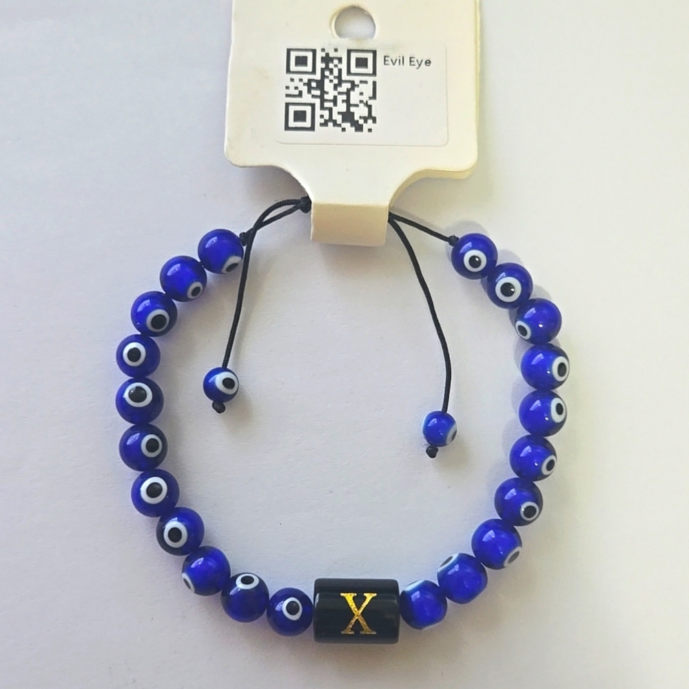 Evil Eye Gem Stone Bracelet Letter X